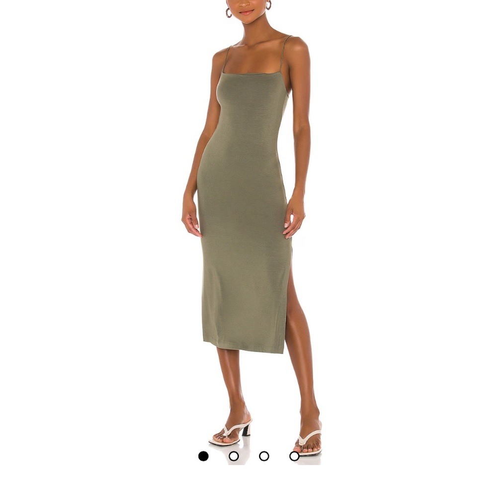 Enza Costa Strappy side slit Dress in Military - Revolve